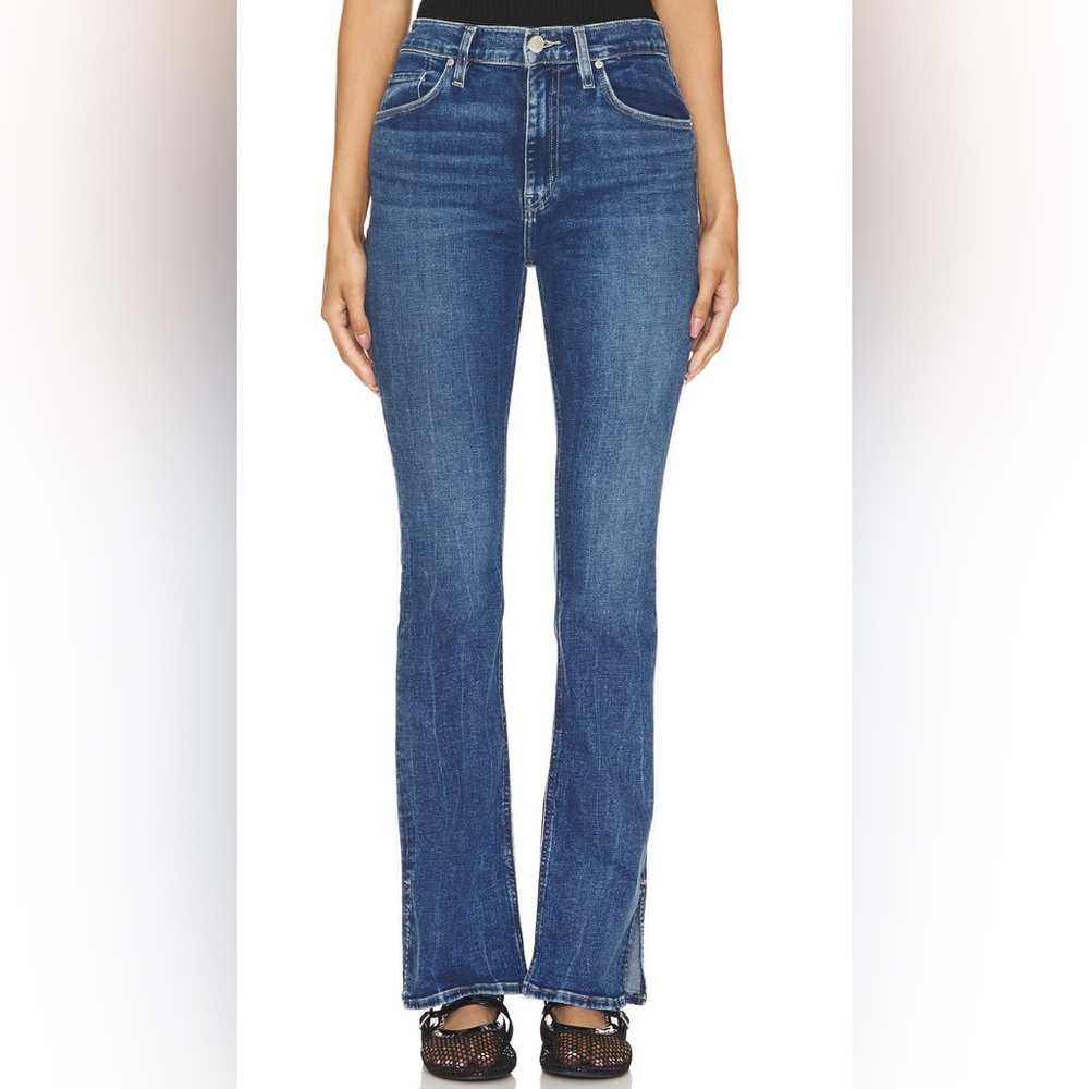 Hudson baby flare high waist  jeans with side slit